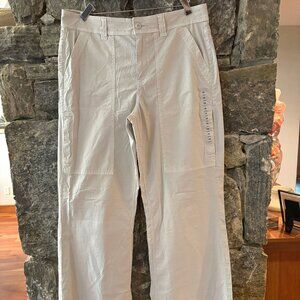AMERICAN EAGLE LOW RISE BAGGY FLARE STRETCH CARGO PANTS SIZE 10L NWT STONE